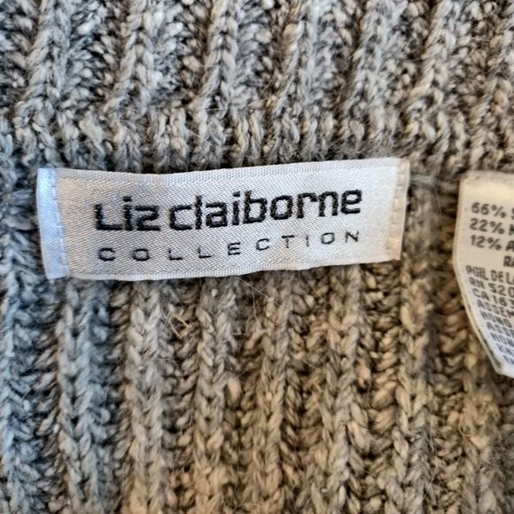Liz Claiborne Collection Womens Gray Silk Angora Blend Button Grandpa Cardigan L - Picture 9 of 11